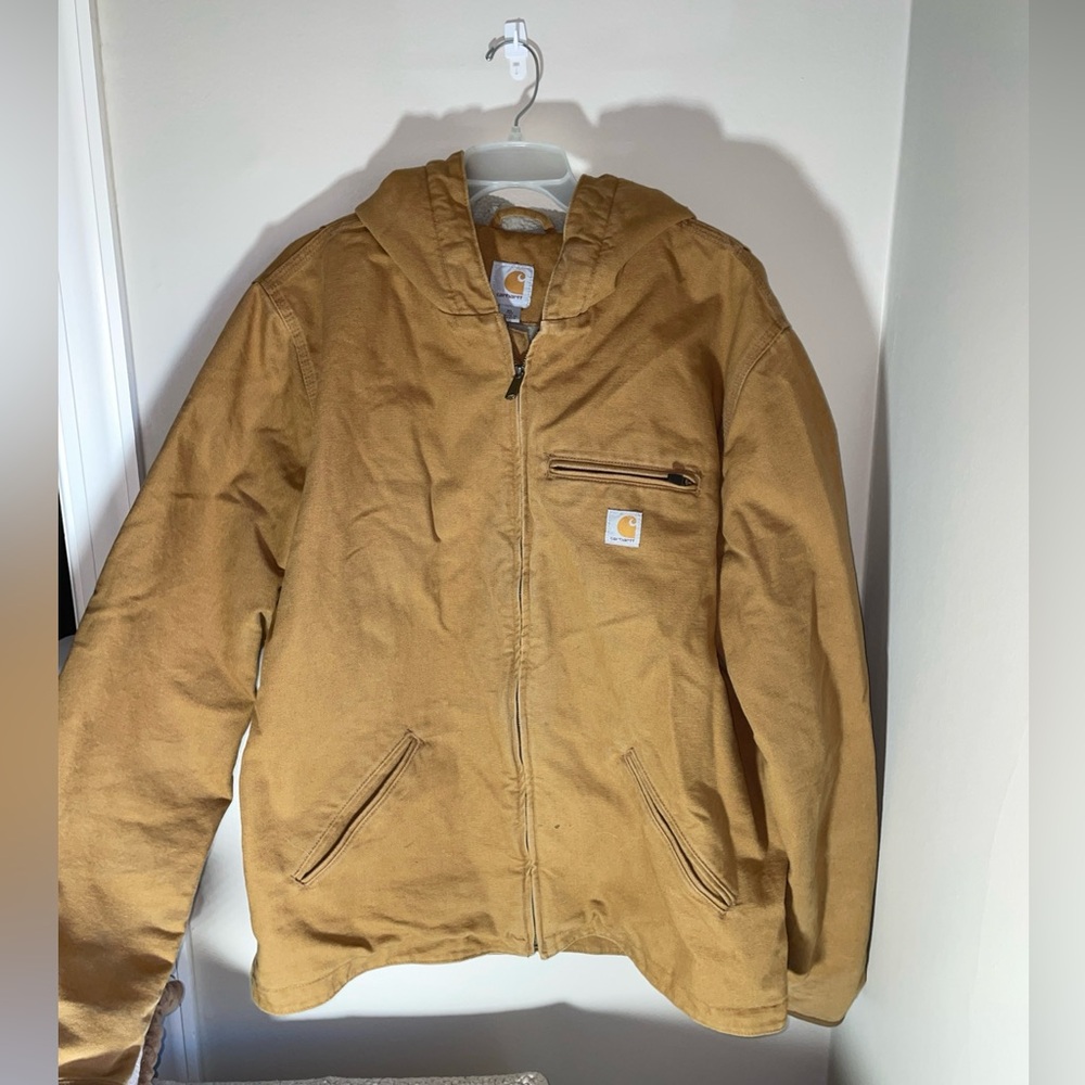 Carhartt Tan Hooded  Work Jacket XL Tall